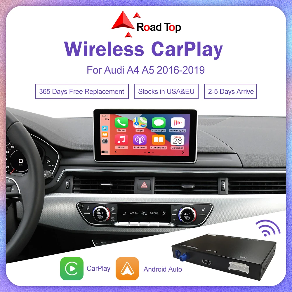 CarPlay inalámbrico para Audi A4 B9 A5 2016-2018 Android Auto Mirror Link AirPlay Bluetooth cámara de marcha atrás juego de coche 1