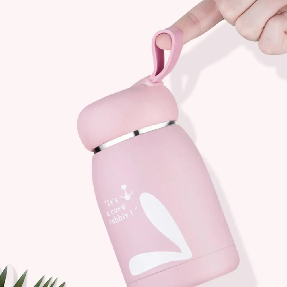 Stainless Steel Cute Water Bottles Rabbit Cap Sport Cute Water Bottles  Student Girl Insulated Vucuum Mug With Rope 350ml From Esw_house, $4.91