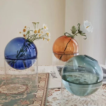 Mini Round Flower Vase Hydroponic Container Micro Landscape Glass Ecological Bottle Borosilicate Glass Bottle With Home Decorate 3
