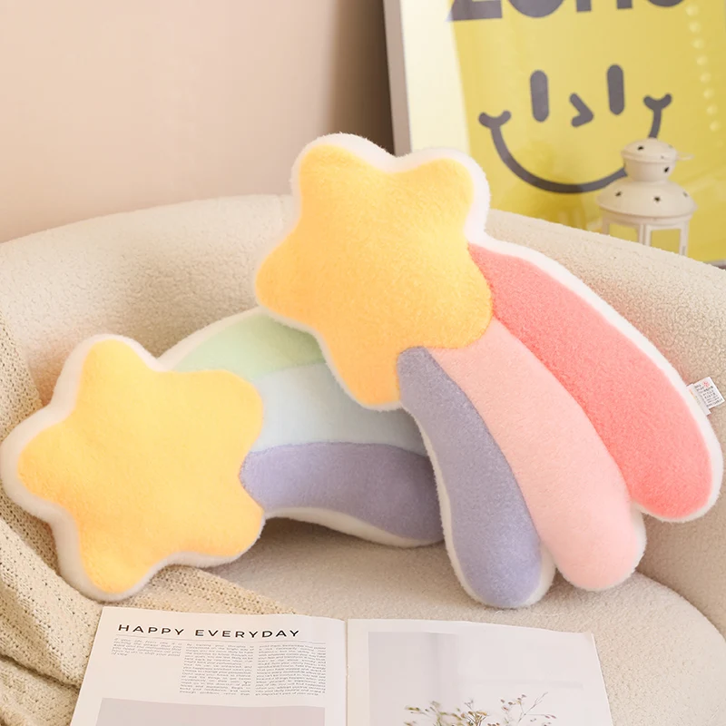 Cute Candy Color Rainbow Cloud Star Moon Plush Pillow Stuffed Soft Flower Toy Throw Pillow Cushion Home Sofa Decor 4