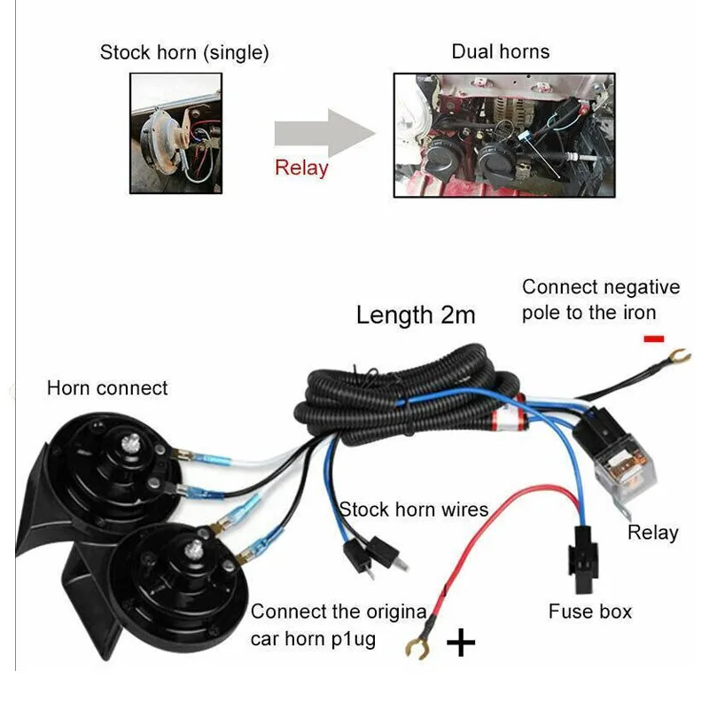 FARBIN 12V Horn Relay Wiring Harness Button Switch Kit For Car Truck