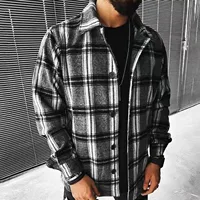Spring Autumn Men Shirt Turn-down Collar Cotton Blend Long Sleeve Plaid Buttons Shirt Coat Casual Loose Streetwear Man Clothes - Image 2