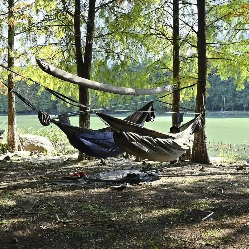 Camping Double Hammock with Tree Straps and Mosquito Net, Olive Green,131"x 67"(up to 500 lbs) 3