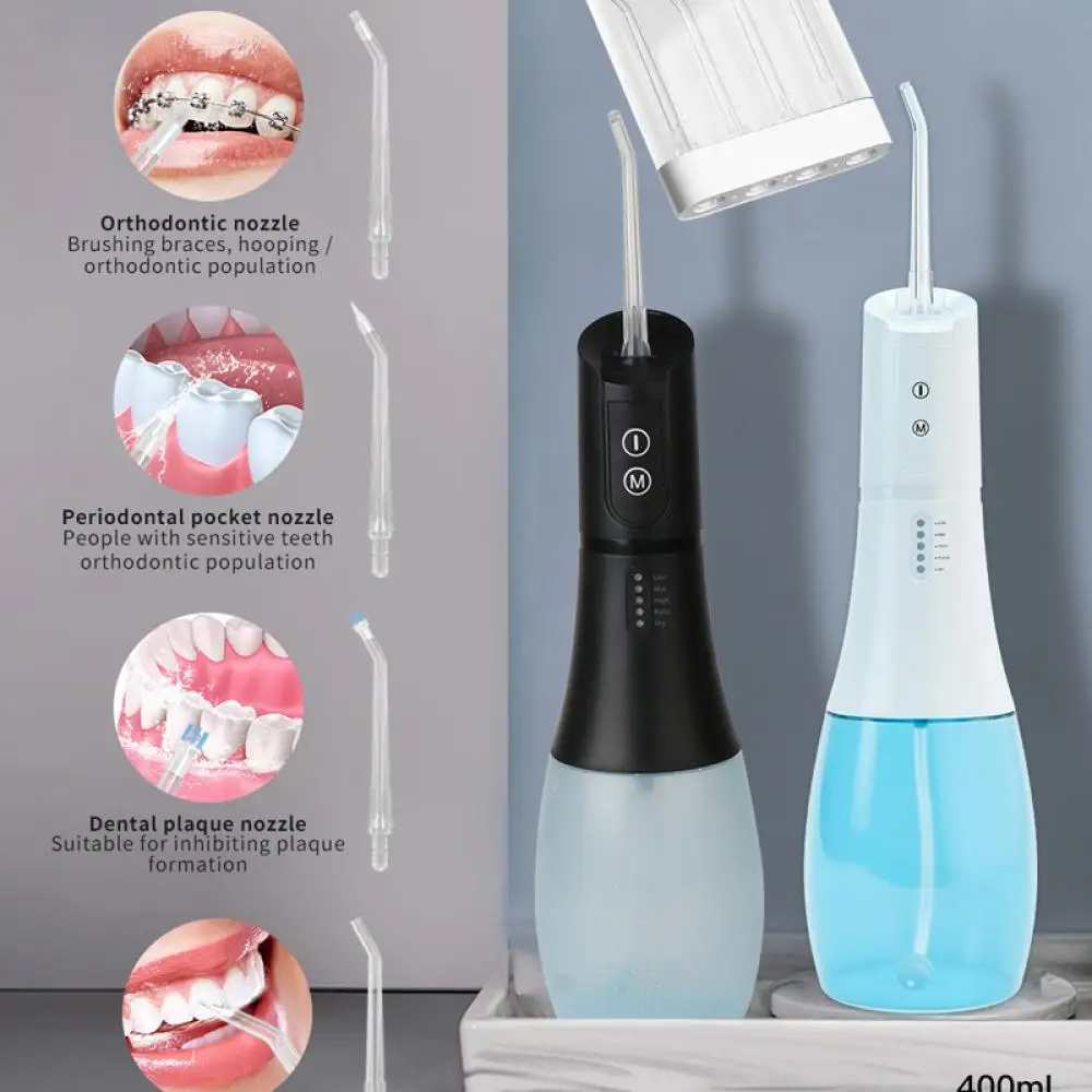 

Electric Oral Irrigator Jet 2 Nozzles Waterproof 300ML Tank Water Flosser Portable Rechargeable Dental Water For Teeth Whitening