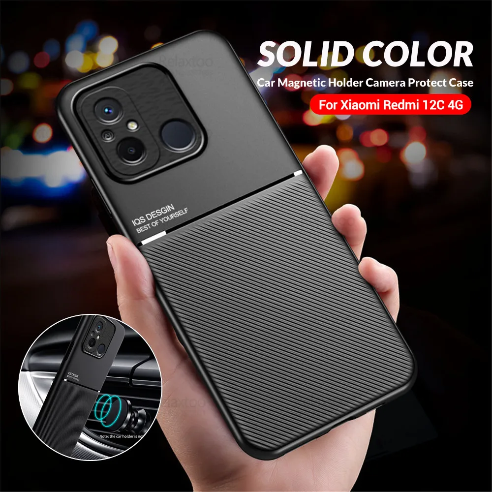 Xiaomi Redmi 12C 4G korpusam automašīnas magnētiskais turētājs Matēts tālruņa vāciņš Redme 12C 12 C C12 Redmi12C plāns mīksts rāmis triecienizturīgs Coque_voghion.com