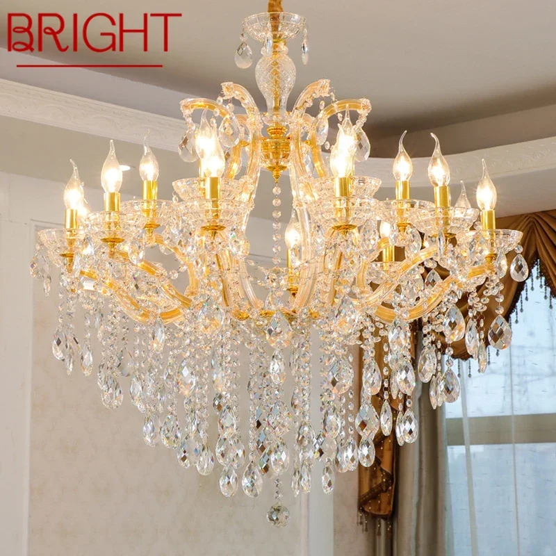 

BRIGHT Luxurious Candle Pendent Lamp European Style Crystal Lamp Living Room Restaurant Villa Duplex Building Chandelier