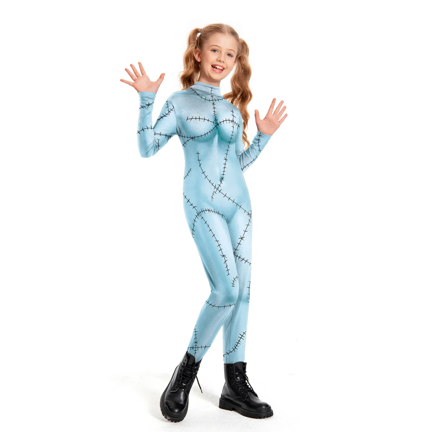 Zaw aland Halloween Sally Kostüm Patchwork Muster Bodysuit Mädchen Phantasie Verkleidung Anzug Karneval Zentai Catsuit Party Kleidung Geschenke – Detail 10
