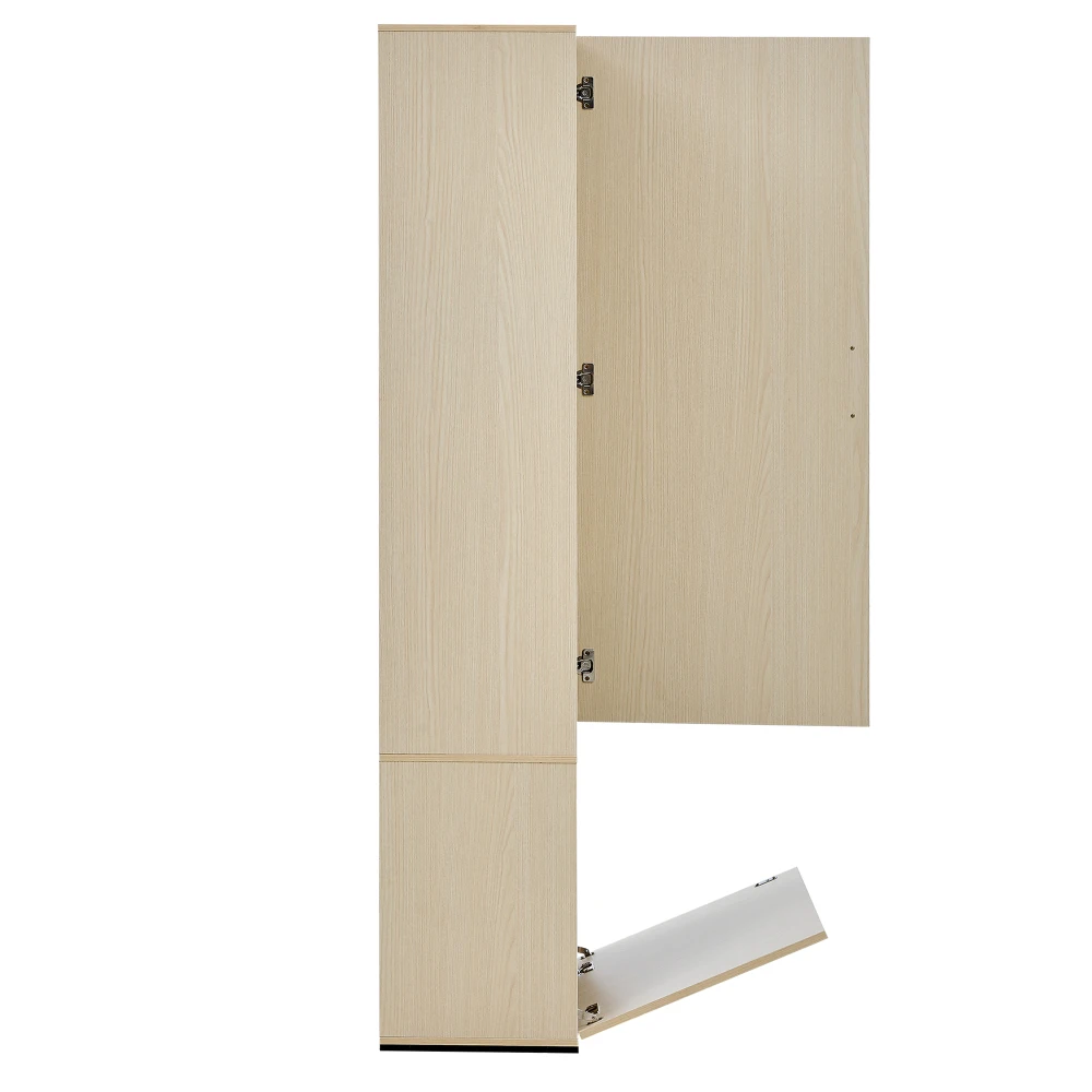 Moderner schmaler Kleiderschrank mit durchgehender Spiegel und ausziehbarer Schiene, Anti-Kipp-Design für Schlafzimmer im Flur, Kleiderschrank für den Eingangsbereich – Detail 15
