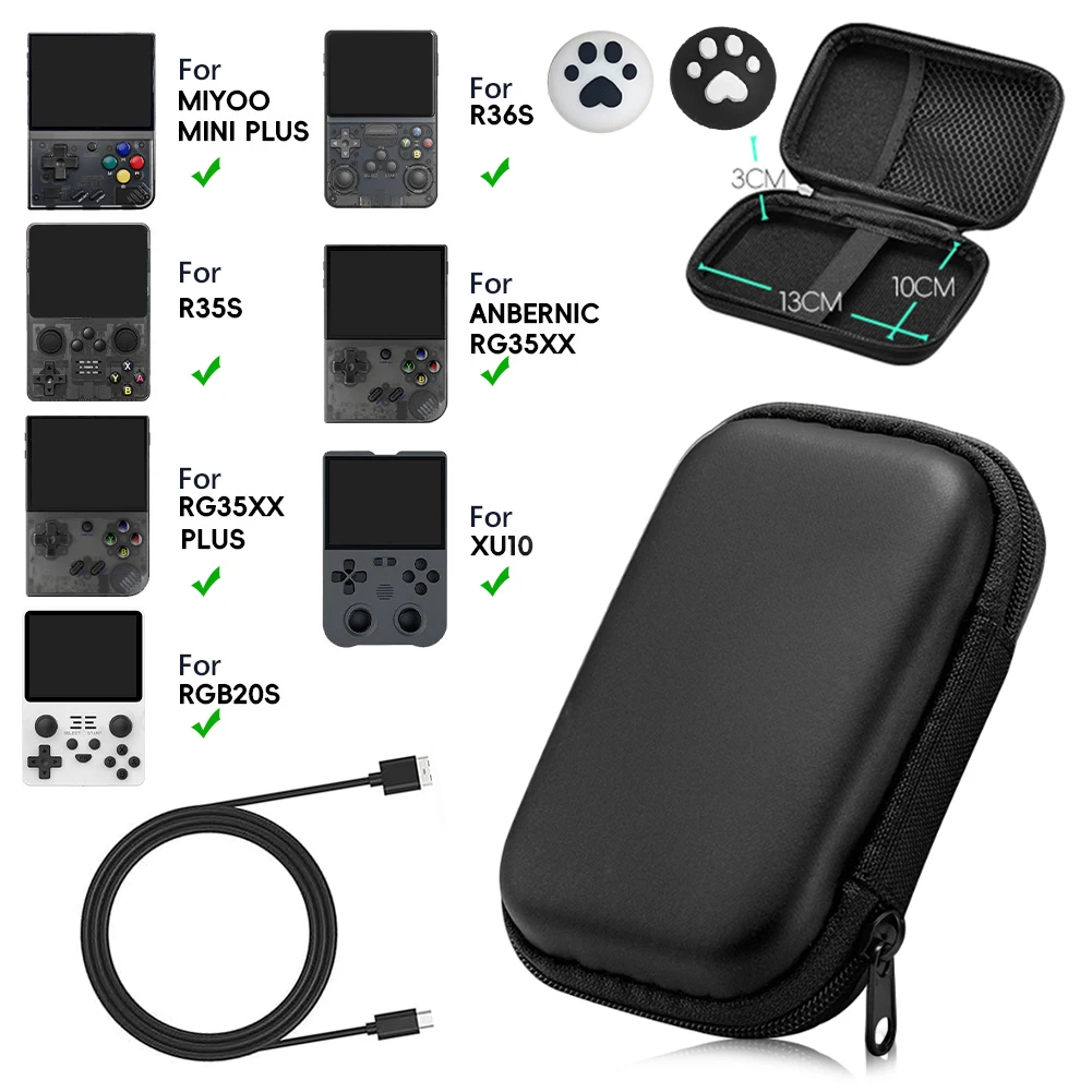 Durable EVA Hard Carrying Case with Joystick Caps Protection for Retro Handheld Consoles