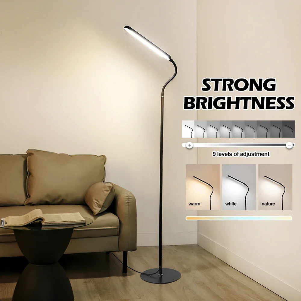 

Nordic Simple LED Floor Lamp Stepless Dimming 3 Color Light Standing Light Cold/Warm White Bedroom Study Standing Lamp
