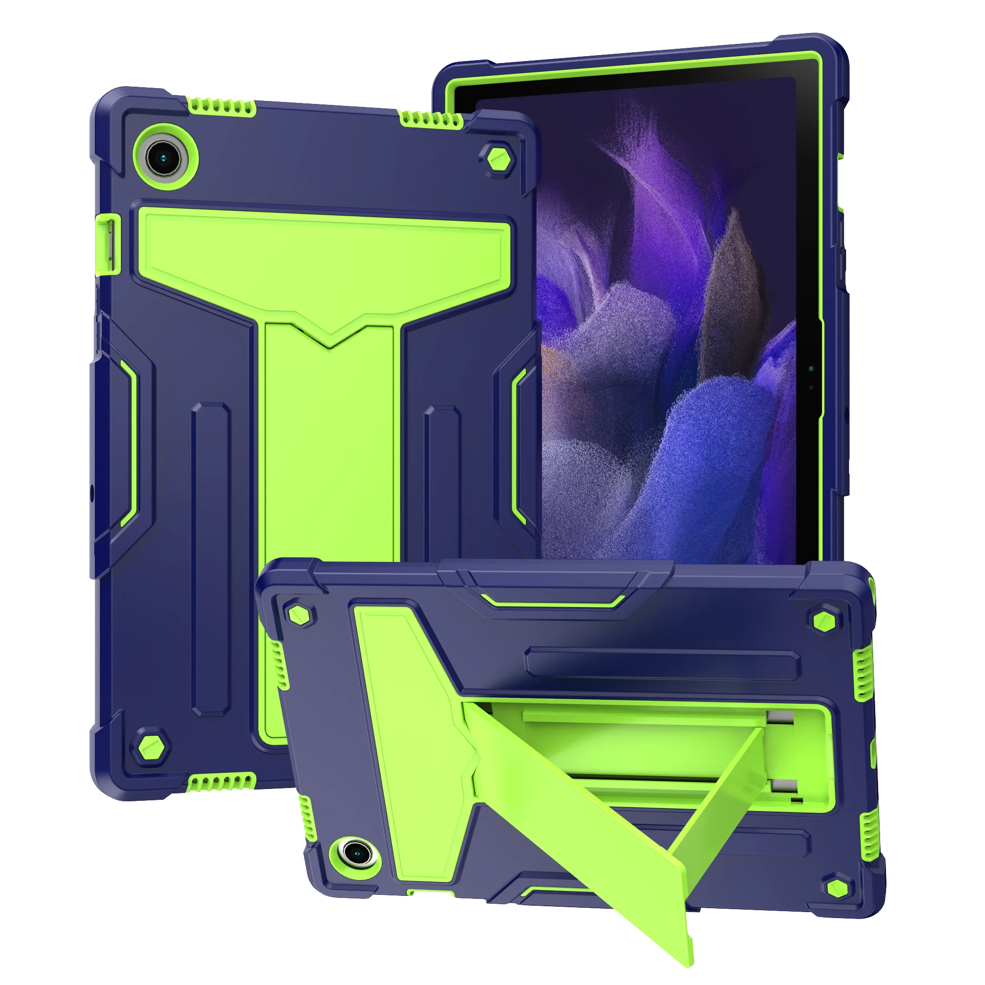 Sleek Two-Tone Tablet Case with Built-in T-Shaped Stand and All-Round Protection