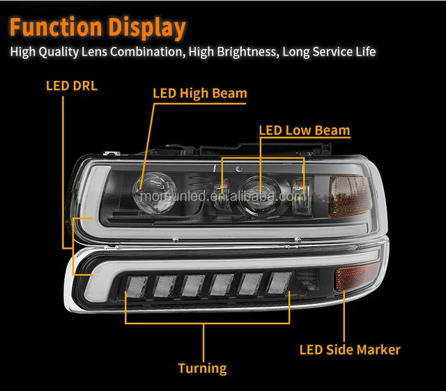 DOT integrated led headlight for 1999 2000 2001 2002 Chevy