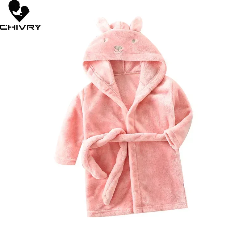 Kids Pajamas Set Flannel Pajamas Child Bathrobe Kids Robe Baby Hooded Towel Autumn Winter Kids Hooded Bathrobe Baby Bath Robes Baby Boys Girls Cartoon Rabbit Flannel Pajamas Long Sleeve Towel Robe