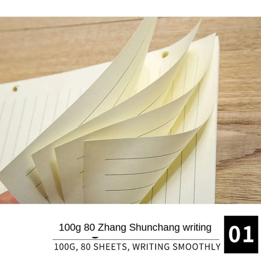 80 Blatt Kraftpapier, lose Blätter, A5/A6/A7, horizontale Linie/leeres Notizbuch, Nachfüllpapier, Notizblock im Inneren, Papier, Schule, Büro – Detail 9