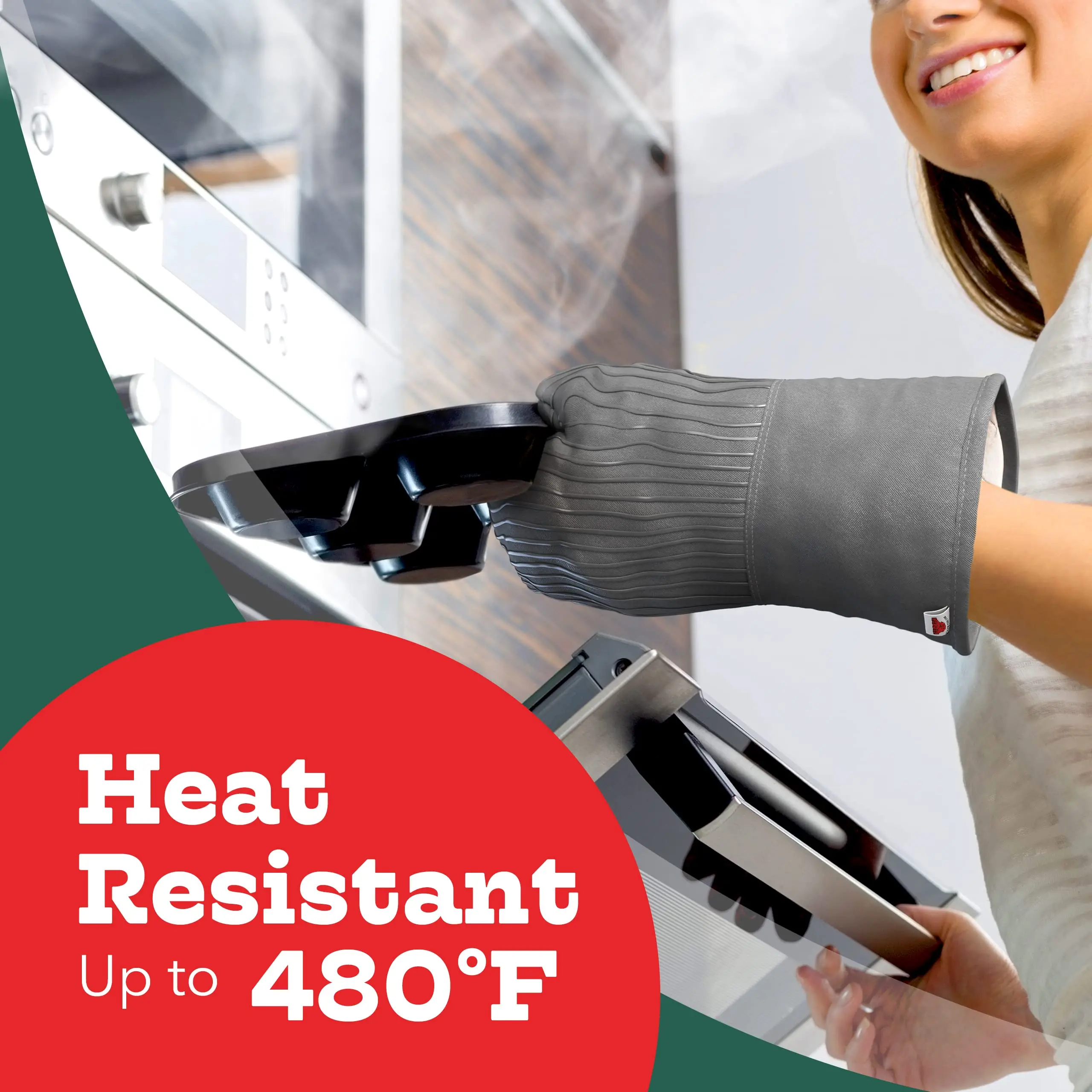Heat-Resistant Oven Mitts-Set of 2 Silicone Kitchen Oven Mitt Gloves