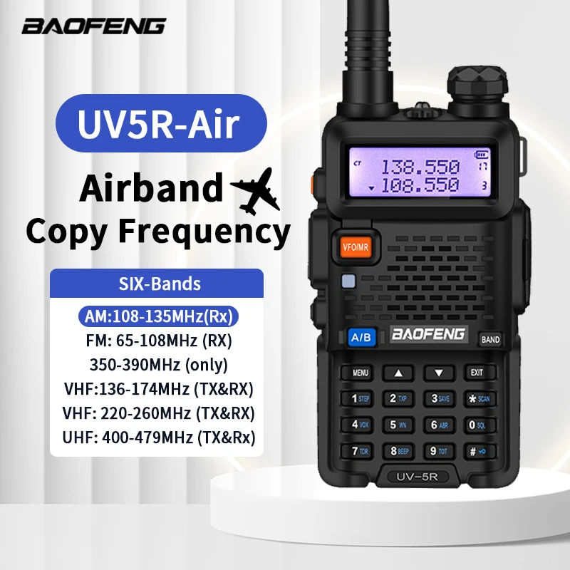 2024 Baofeng Uv-5R Walkie Talkie Airband Wireless Copy Frequency Am Fm Long Rang Hunting Station Potente Radio Portatile Bidirezionale