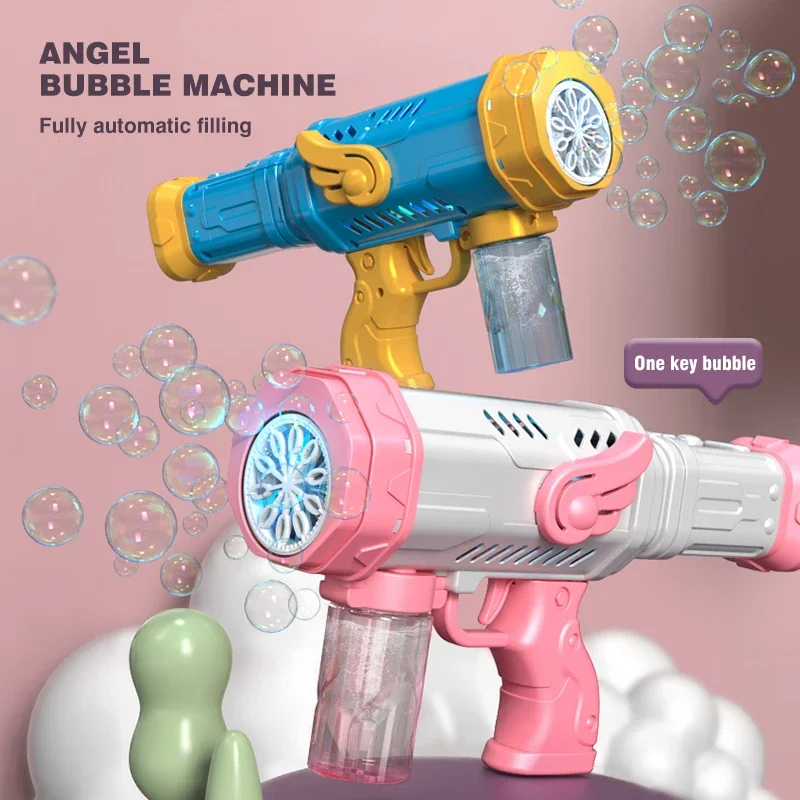 Automatic Electric Bubble Gun 10 Holes Bubble Machine blowering Maker Soap Water with LED Toy for Children Wedding Party