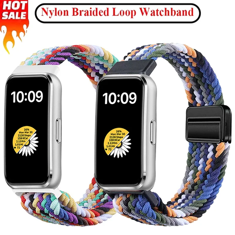 Braided Nylon Strap with Magnetic Buckle - Adjustable and Comfortable Watchband