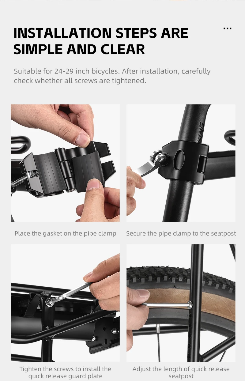 WEST BIKING Schnellspanner für Fahrradkofferraum, Aluminiumlegierung, Fahrrad-Rücksitz, Gepäckträger mit reflektierendem Sicherheits-Fahrradzubehör – Detail 13