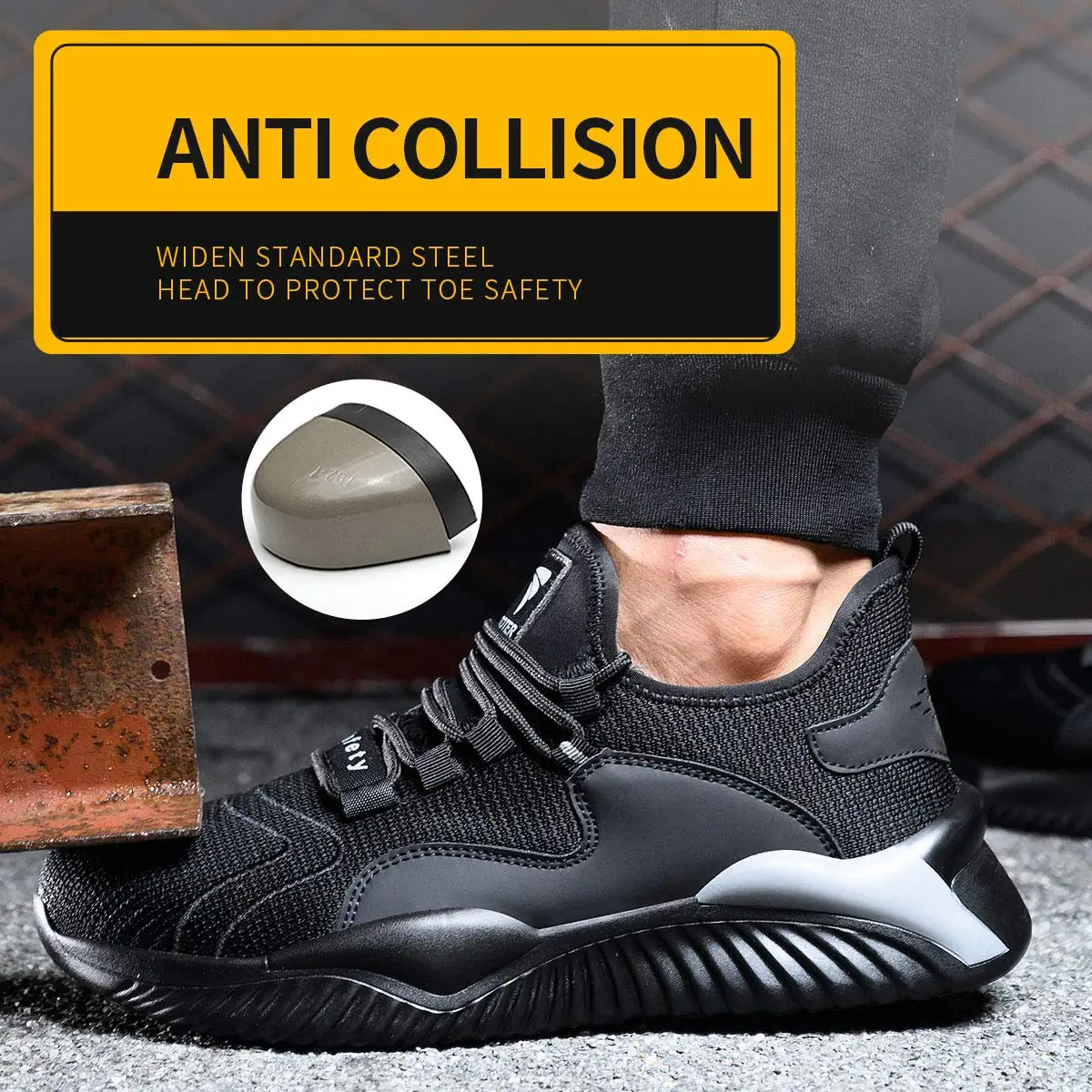 SROTER Safety Shoes Men's Women's Work Shoes with Steel Cap Breathable