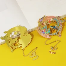 

Colorful Phoenix Hollow Out Metal Bookmark Creative 2022 Reading Book Marker Stationery Gift 60*60mm
