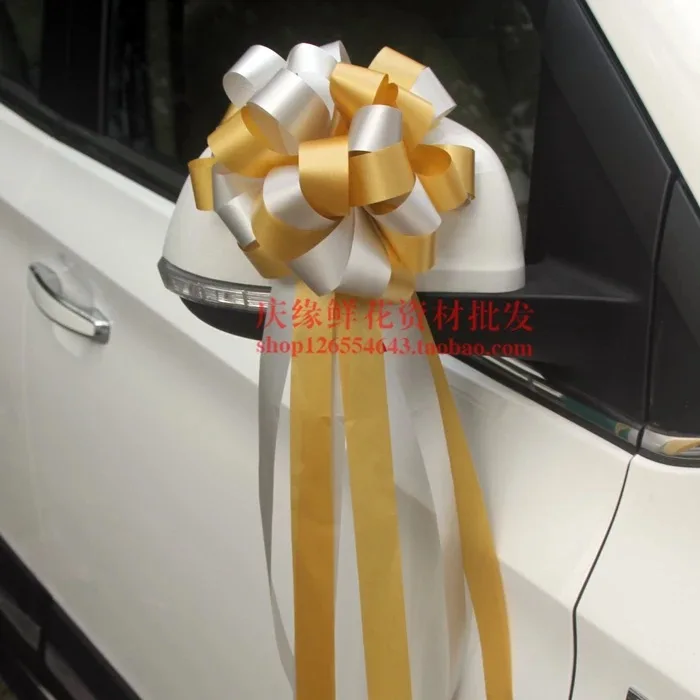 Description Picture 5 of item20pcs Beautiful Two-tone 3x110cm Large Pull Bow Ribbon Flowers for Gift Wrap Christmas Party Wedding Chair Ties Car Decoration