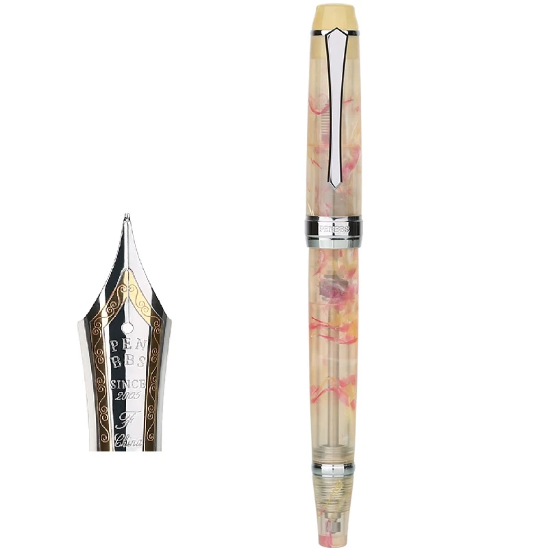 PENBBS 456 Resin Transparent Vacuum Filling Fountain Pen Fine Nib Fashion Writing Office Gift Ink Pen Set School Supplies