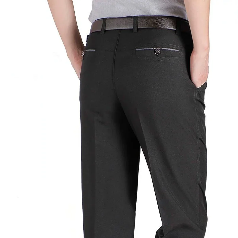 High Waist Men's Suit Pants High Quality Summer Straight Business Autumn Dress Formal Pants Big Size Classic Trousers YYQWSJ 2