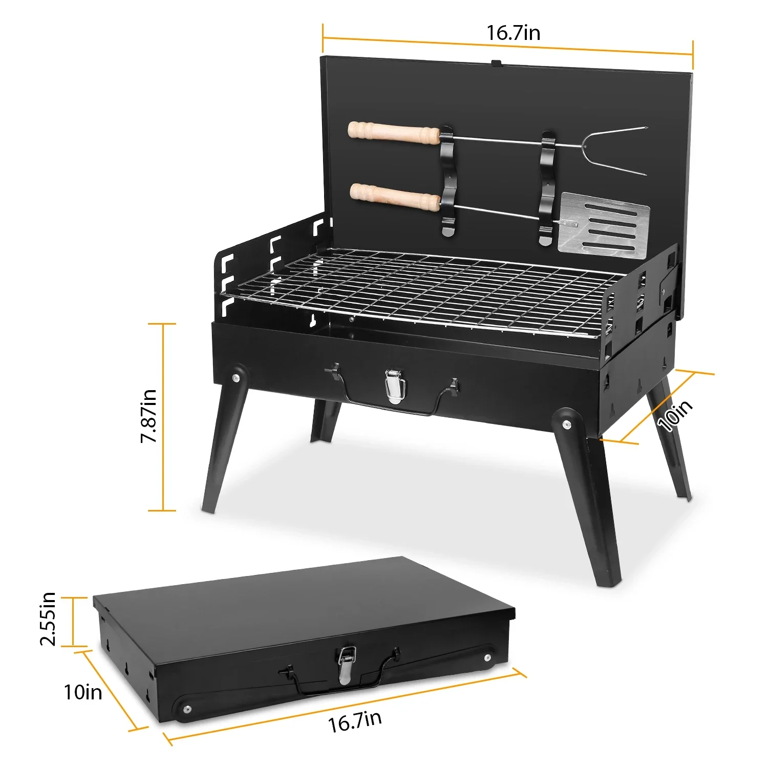 16.7x10x17.7in Portable Charcoal Grill 2