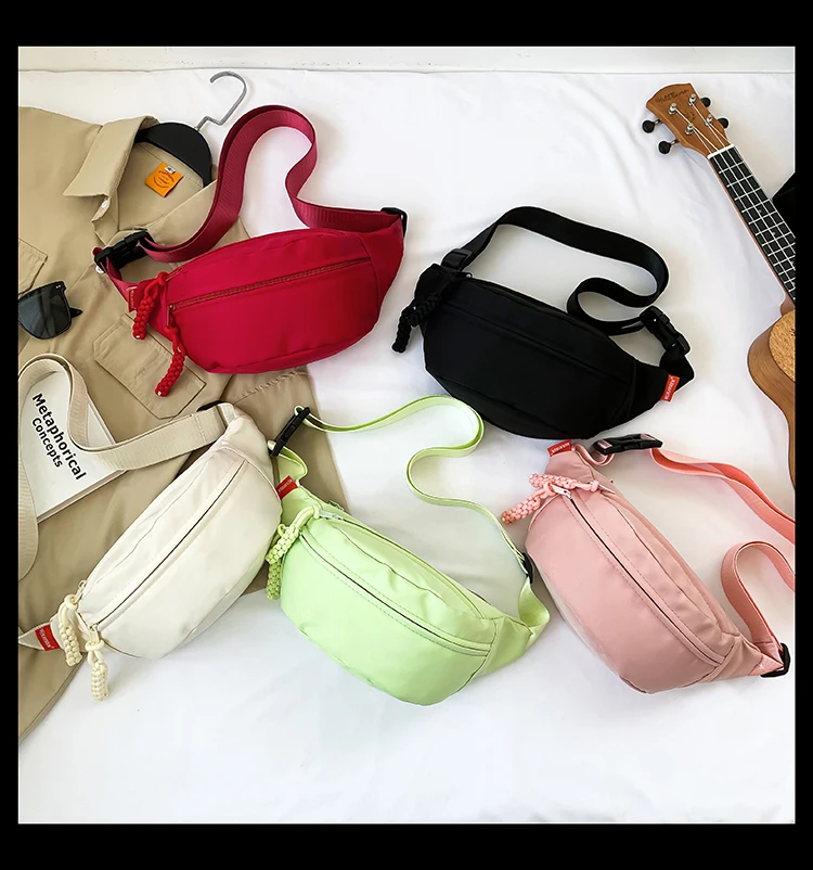 Simple Waistpack 2023 New Women\'s Solid Color Minimalist Nylon Fabric Shoulder Bag Casual Versatile Portable Zipper Chest Bag