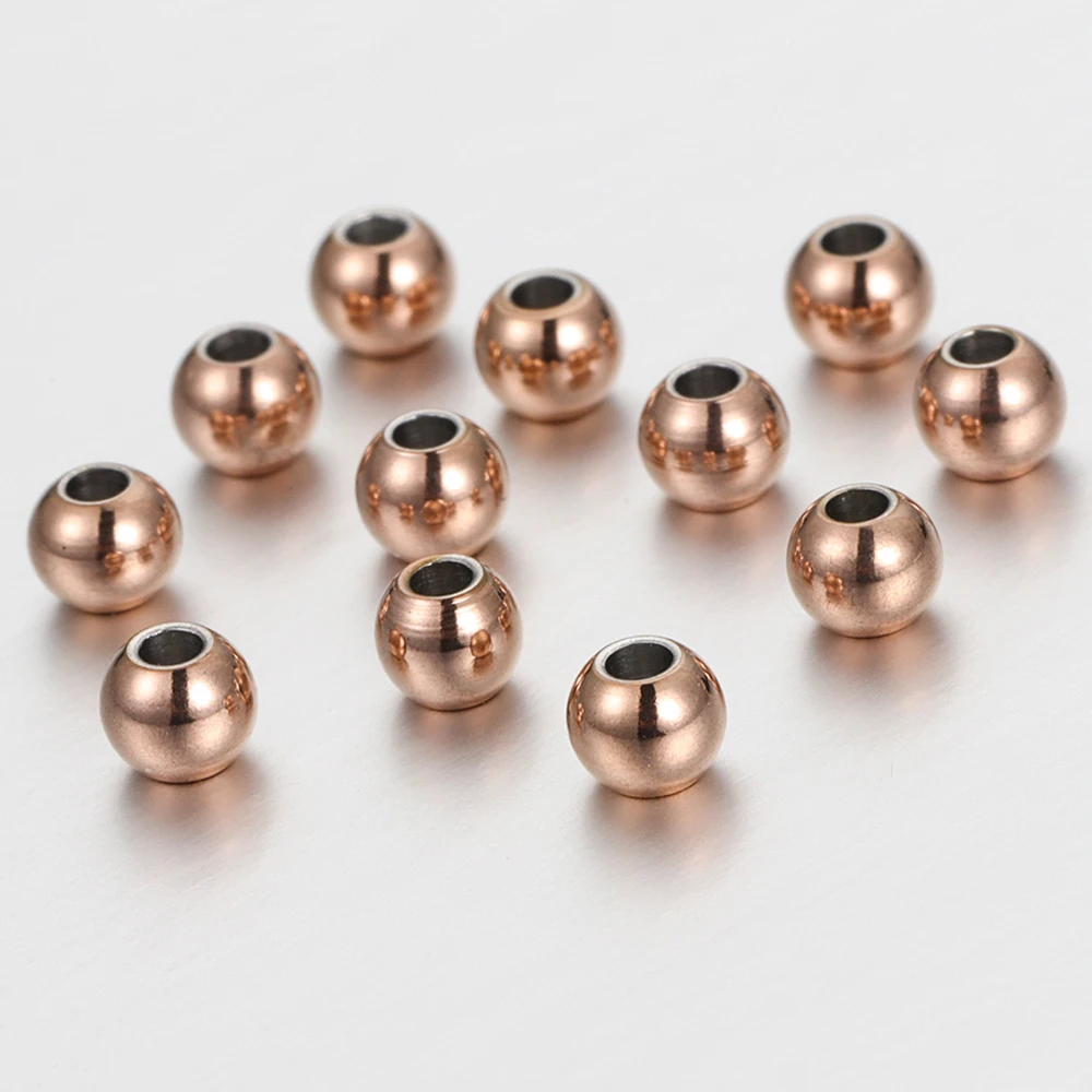 Spacer Beads 100pcs 2-8mm Stainless Steel Gold Color Loose Bead for DIY Bracelets Necklace Jewelry Making Charms
