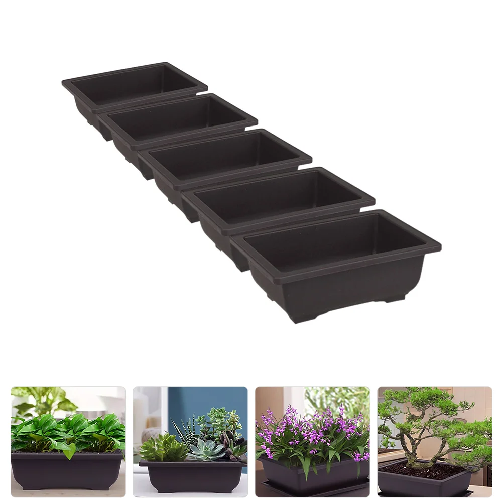 

Office Accessories Home Gardening Pot Flower Planting Container Bonsai Rectangular Flowerpot Holder Plastic