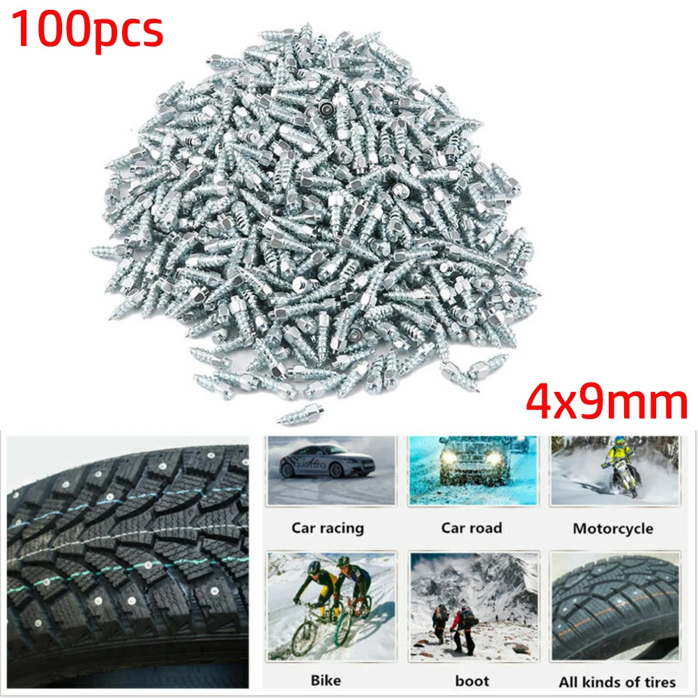 100pc Tire Stud 100x9mm Screw In Tire Stud Snow Spikes Racing Track
