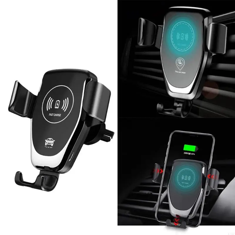 Universal Wireless Charging Car Phone Holder with Auto Clamp & 360° Rotation