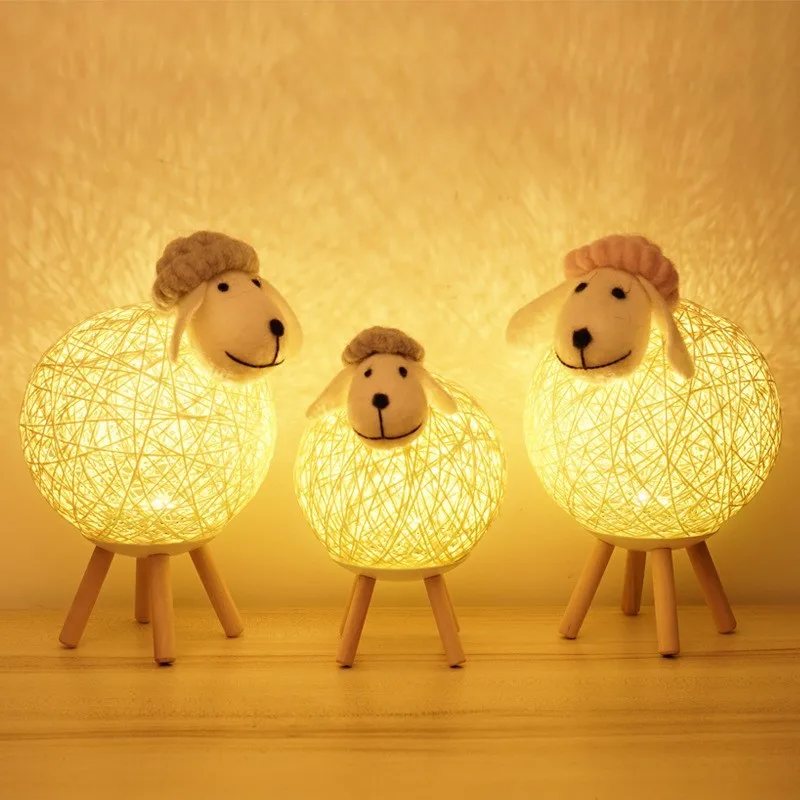 

Creative Sheep Table Lamp Bedroom Nightstand Nordic Girl Cute Dreamy Romantic Warm Sleep Little Night Lighting Room Decoration