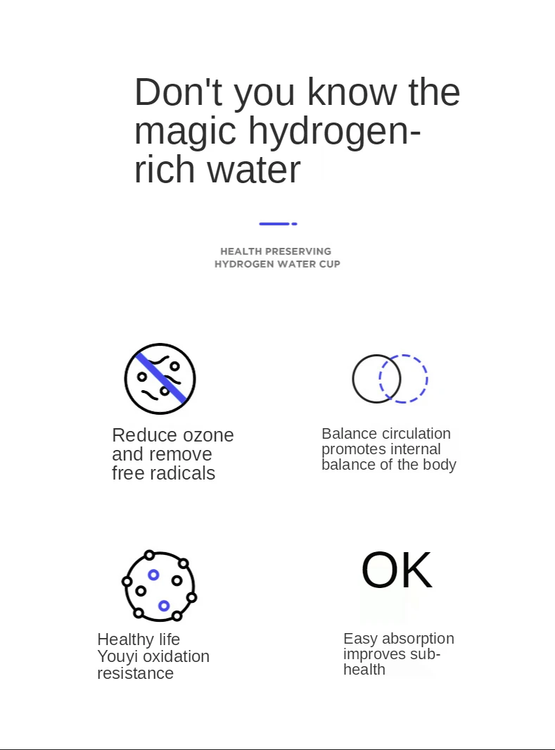 Description Picture 3 of itemHydrogen Rich Water Generator Japanese Alkaline Energy Glass bottle Anion Water Ionizer Anti Aging USB H2 Healthy smart cup