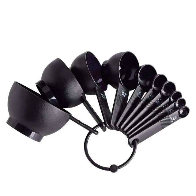 New Arrival 10pcs Black Plastic Measuring Spoons Cups Measuring Set Tools  For Baking Coffee - Measuring Tools - AliExpress