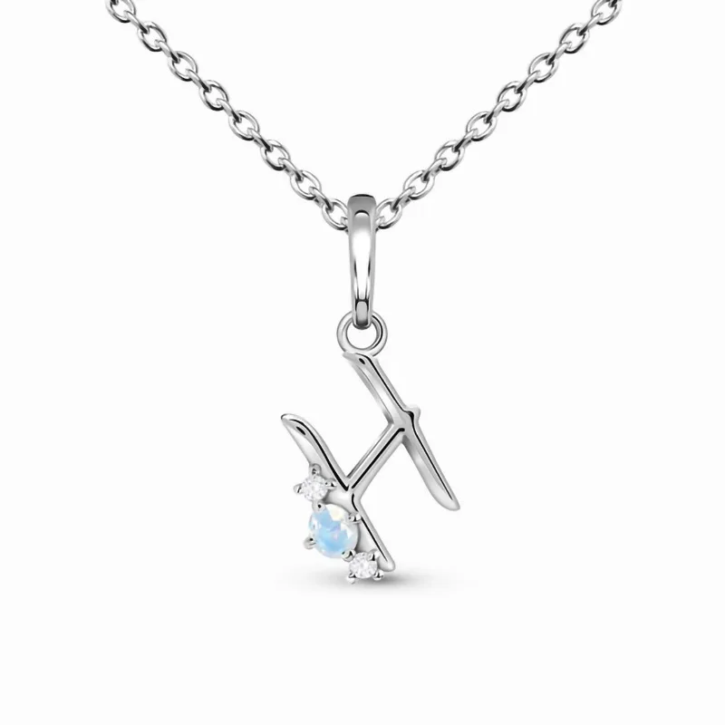 

2023 Hot Selling S925 Sterling Silver Letter H Moonlight Stone Pendant Necklace Small Design Sense Fashion Versatile Jewelry