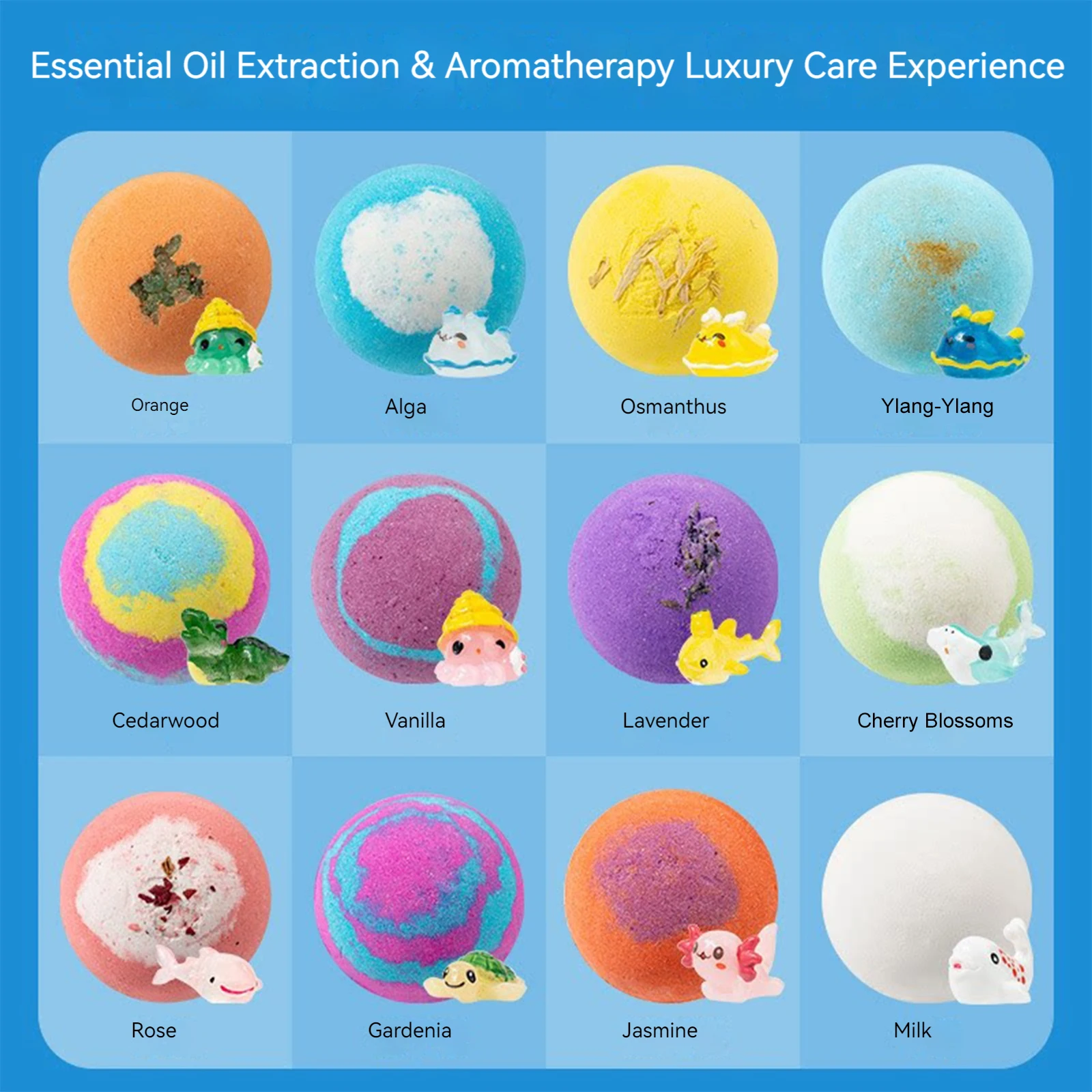 Ocean-Themed Bath Bomb Gift Set - 12 Handmade Bubble Bath Balls with Surprise Sea Animal Toys Inside, 60g Each