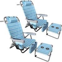 Backpack Folding Beach Chairs Set of 2 for Adults Heavy Duty 350Ibs with Camping Table Portable Lay Flat Beach Chair 1