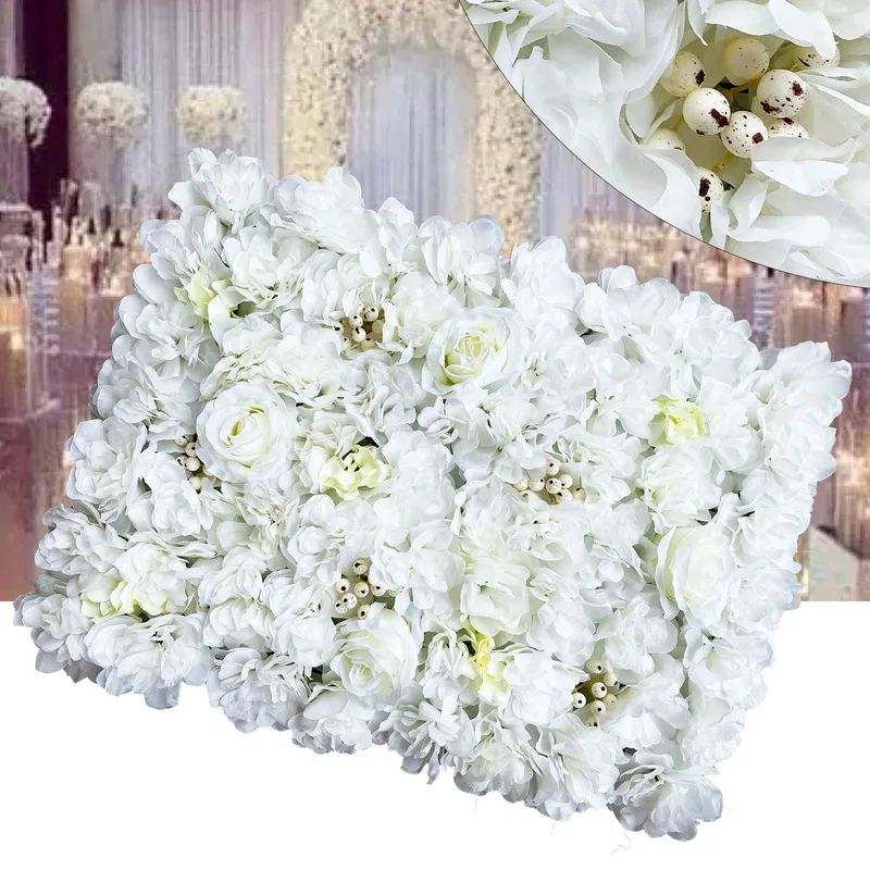 

12pcs Artificial Plant Silk Flower Wall Wedding Background Decor White Wall Panel Photography Venue