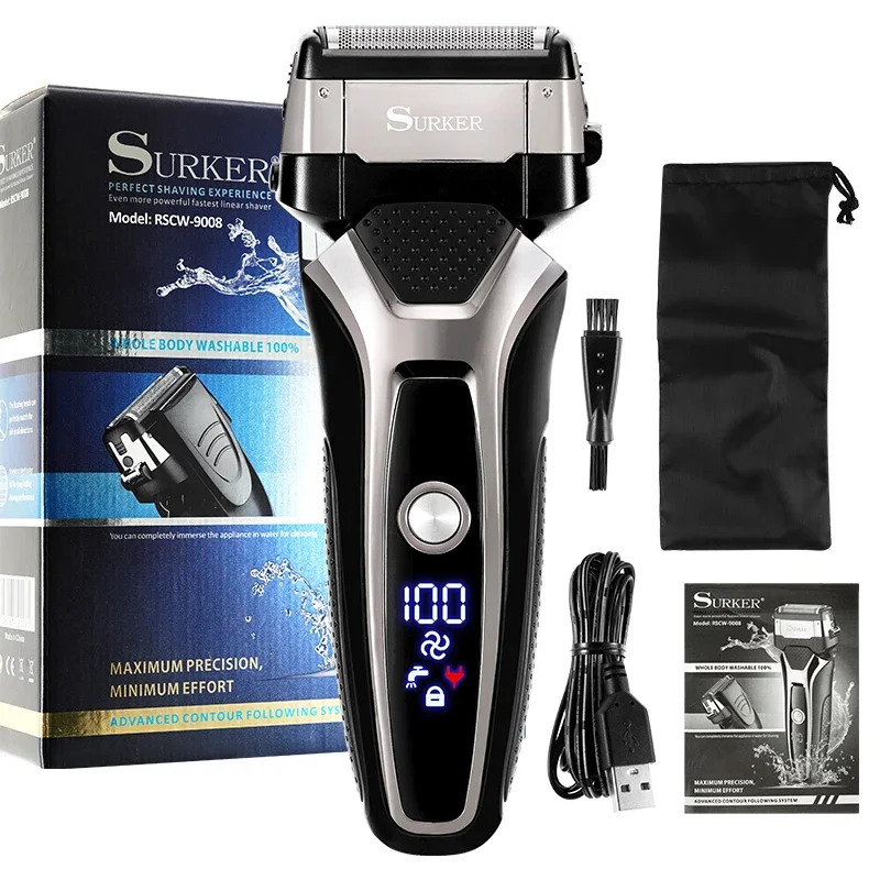 USB Rechargeable Electric Shaver Stainless Steel Shaving Machine for Men 3D Triple Floating Blade Razor Shaver Barber Electric