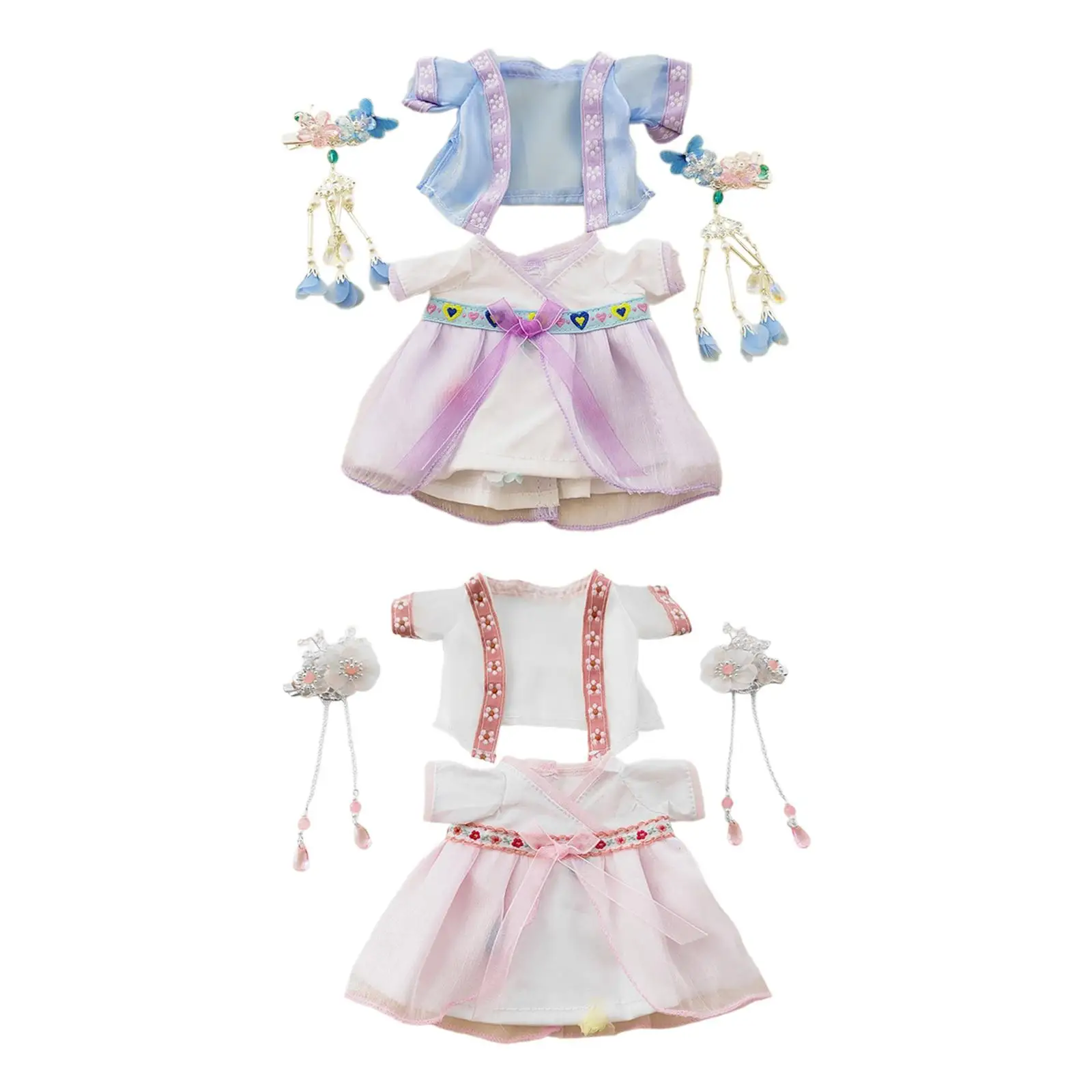 

4 шт. куклы Китайская древняя юбка и шпильки для волос Одежда ручной работы для куклы дюймов наряд для Хэллоуина подарки детям подарки