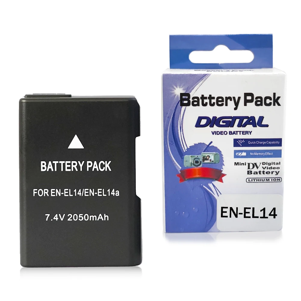 Batería EN-EL14/EN-EL14A Para Cámaras Nikon - 7.4V 2050mAh - Compatible Con D3100, D3200, D3300, D3400, D3500, D5100, D5200, D5300, D5500, D5600