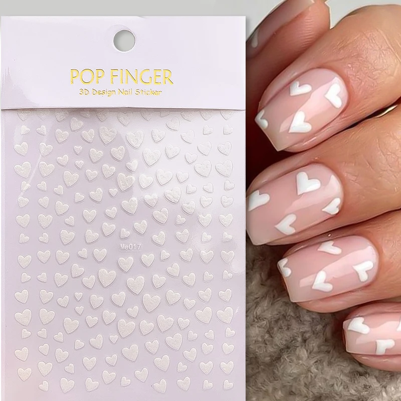 1PC Nail Stickers 3D Nail Stickers Black Heart Love Self-Adhesive Slider Letters Nail Art Decorations Stars Decals Manicure Accessories