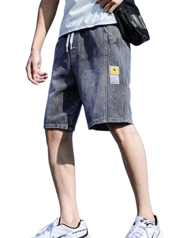 Pantalones cortos de mezclilla hombre, Vaqueros cortos elásticos de cintura elástica, informales, de alta calidad, ropa de verano| | - AliExpress