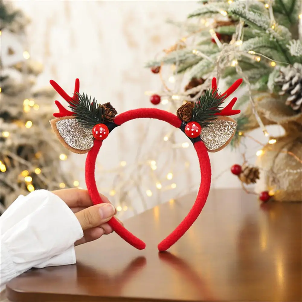 Christmas Hair Hoop Plush Reindeer Antlers Deer Ear Christmas Party Cosplay Headbands Festival Hair Accessories Gifts
