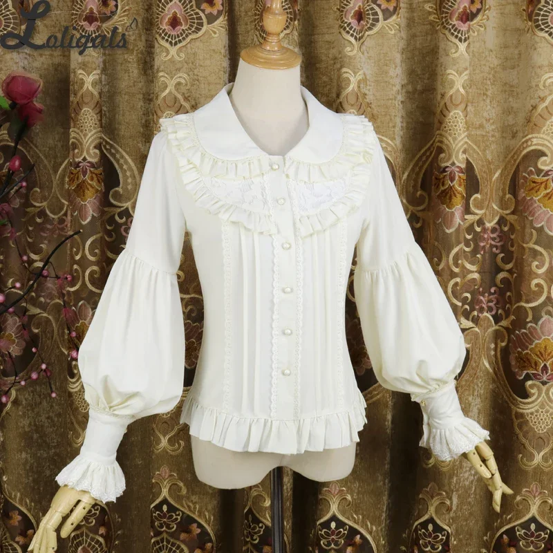 Vintage Long Bishop Sleeve Shirt Peter Pan Collar Lolita Blouse lolita blouses