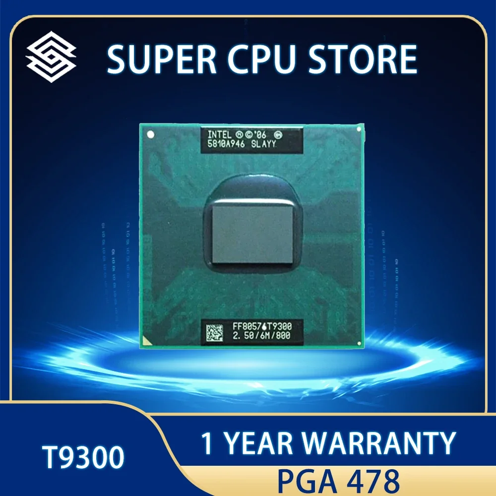 Processore Cpu Intel Core 2 Duo T9300 Slaqg Slayy 6M 35W 2.5 Ghz Presa Dual-Core Dual-Thread P Pga478