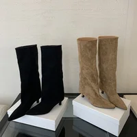 2025 Winter Street Style Pointed Toe Knee-High Boots Women Low Heels Shoes Female Long Booties Women Shoes Zapatos De Mujer - Image 4